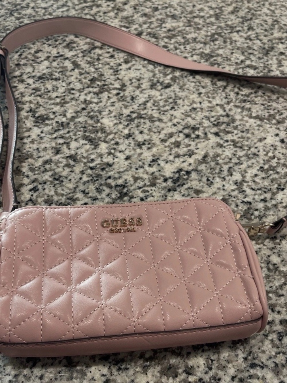 GUESS Pink Logo Small Crossbody Bag w/ Detachable Strap Zip Pockets